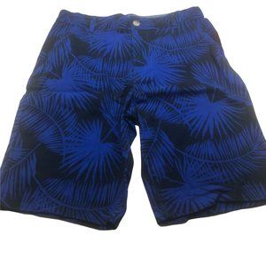 Wonder Nation Boy's Size 16 Adjustable Waist Flat Front Short Blue Palm Leaf New